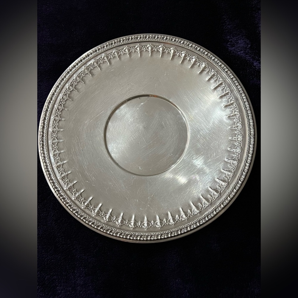 Vintage Reed & Barton Riviera Silver Plate Serving Tray 10.5” #1202 Repousse